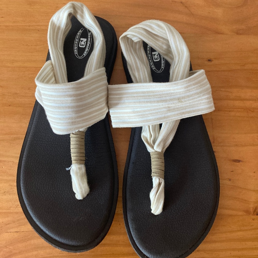 NewDenBer Women's Yoga Sling Sandals, Size 10, Ivory/Tan